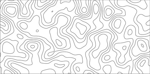 Abstract black & white topographic Contour Scheme and Terrain on old paper. Geographic mountain terrain. Contour map background. Cartographic Weave with seamless striped patterns and wavy Lines