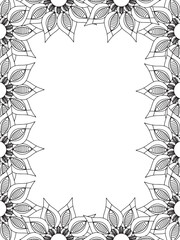 All these designs are hand-drawn and unique 
Flower Border is a Beautiful black and white illustration for aadult coloring book,
This is a printable Beautiful Zentangle Coloring page for KDP Interior,