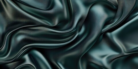 Fototapeta premium Elegant dark green silk satin fabric with soft folds and a smooth surface, luxury backdrop for creative designs, perfect for greetings and celebrations, birthday, Christmas, Valentine