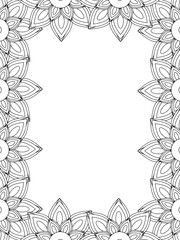 All these designs are hand-drawn and unique 
Flower Border is a Beautiful black and white illustration for aadult coloring book,
This is a printable Beautiful Zentangle Coloring page for KDP Interior,