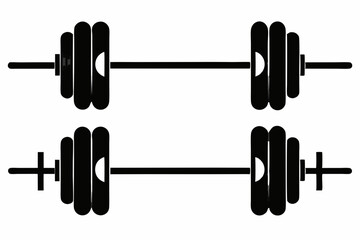 barbell icon, dumbbell silhouette vector	
