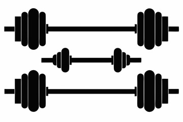 barbell icon, dumbbell silhouette vector	
