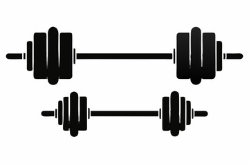 barbell icon, dumbbell silhouette vector	
