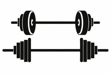 barbell icon, dumbbell silhouette vector	
