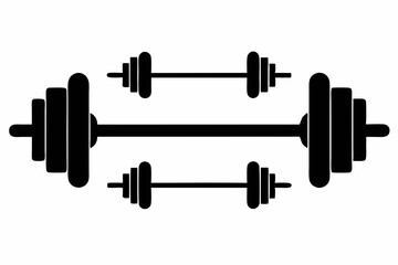 barbell icon, dumbbell silhouette vector	
