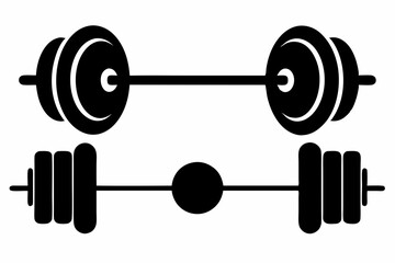 barbell icon, dumbbell silhouette vector	
