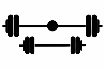 barbell icon, dumbbell silhouette vector	

