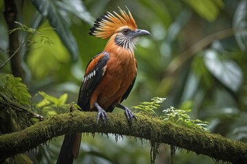 Fototapeta premium Hoatzin in a Rainforest Canopy