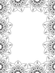 All these designs are hand-drawn and unique 
Flower Border is a Beautiful black and white illustration for aadult coloring book,
This is a printable Beautiful Zentangle Coloring page for KDP Interior,