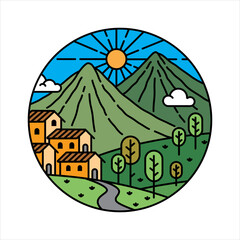 natural scenery in the frame illustration