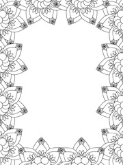 All these designs are hand-drawn and unique 
Flower Border is a Beautiful black and white illustration for aadult coloring book,
This is a printable Beautiful Zentangle Coloring page for KDP Interior,