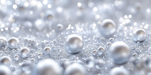 Fototapeta premium Silver and white bokeh abstract background for festive Christmas celebrations, panoramic view