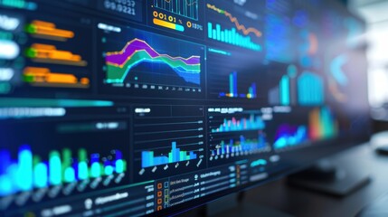 Obraz premium Data Visualization on Modern Screen Display