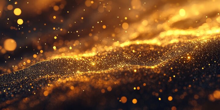 Dark gold sparkling background with cosmic patterns, perfect for elegant event invitations