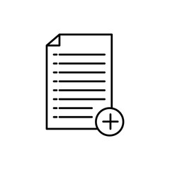 Add list line icon, Document with plus symbol linear illustration for web and app..eps