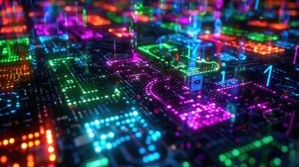 Fototapeta premium Colorful Digital Circuit Background for Technology Concept