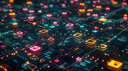 Obraz premium Abstract Digital Network Background with Colorful Lines