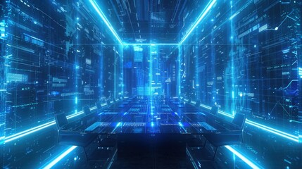 Futuristic Conference Room with Neon Lights