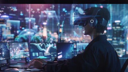 User Engaged in Virtual Reality Technology Experience