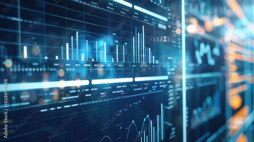 Poster futuristic data visualization and analytics interface