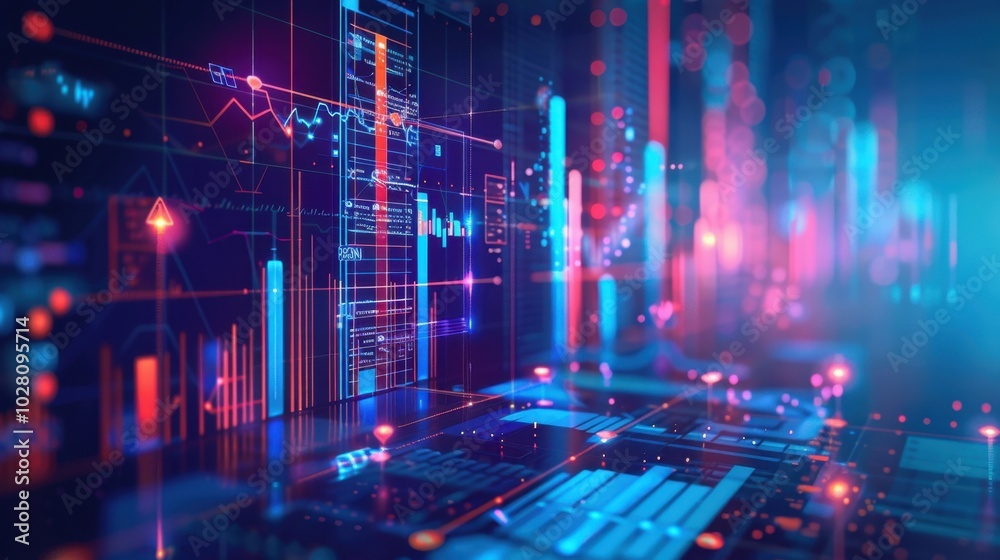 Poster dynamic data visualization with colorful graphs and charts