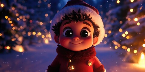 Charming portrait of a baby boy dressed in festive Christmas attire, evoking holiday joy and warmth