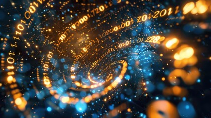 Naklejka premium Abstract Digital Data Flow in Spiraling Motion