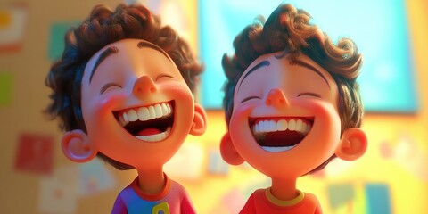 Joyful moment of two brothers laughing together, capturing the essence of sibling bonding