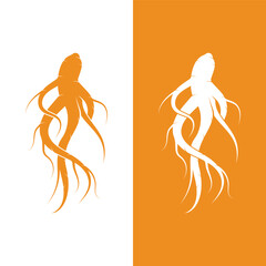 Ginseng logo design template and symbol icon