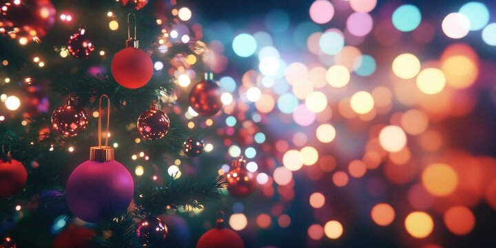 Defocused bokeh lights creating a sparkling colorful background for a luxurious New Year celebration, festive ambiance