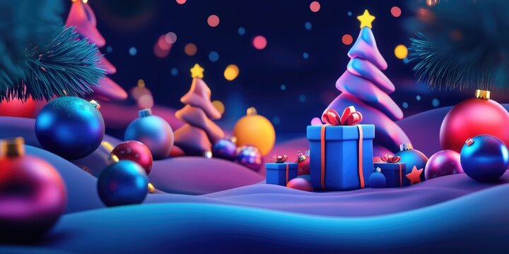 Festive background featuring Christmas decorations and New Year motifs, perfect for holiday celebrations and invitations