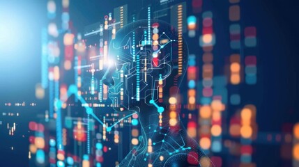 Futuristic Profile with Digital Data Background