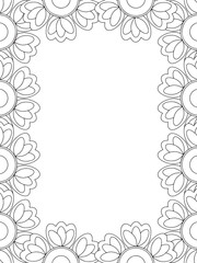 All these designs are hand-drawn and unique 
Flower Border is a Beautiful black and white illustration for adult coloring book,
This is a printable Beautiful Zentangle Coloring page for KDP Interior,