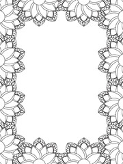 All these designs are hand-drawn and unique 
Flower Border is a Beautiful black and white illustration for adult coloring book,
This is a printable Beautiful Zentangle Coloring page for KDP Interior,