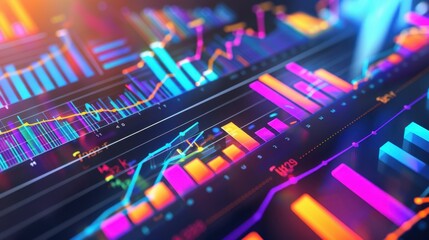 Vibrant Data Visualization with Colorful Charts and Graphs