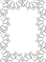 All these designs are hand-drawn and unique 
Flower Border is a Beautiful black and white illustration for adult coloring book,
This is a printable Beautiful Zentangle Coloring page for KDP Interior,