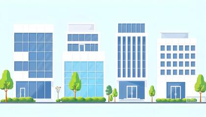 cartoon illustration building office apartemen