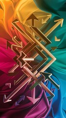 Fluid gradient arrow abstract. Vibrant arrows dance in a dynamic geometric backdrop, exuding captivating energy and movement