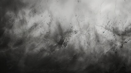 Abstract black and white grunge background texture with a smoke effect. Gray marble wall，grey black white monochrome abstract noise texture banner backdrop design