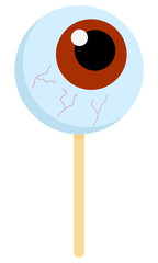 Flat icon of halloween lollipop on stick isolated on white background.