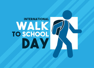 International Walk to School Day. The first Wednesday in October. Poster, banner, card, background.