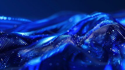 Obraz premium Wallpaper Abstract blue particles wave is forming a cyber technology background