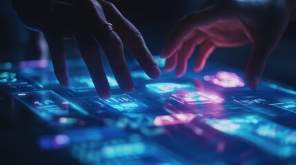 Hands Interacting With Futuristic Interface