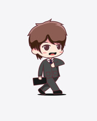 Illustration Vector Graphic Of Employee Man Chibi Style