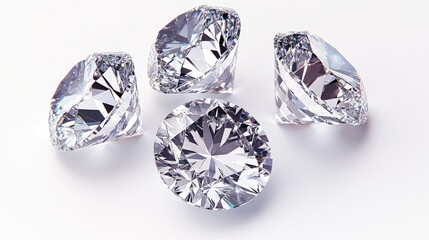 Cut Diamonds Sparkle on a White Background Generative AI