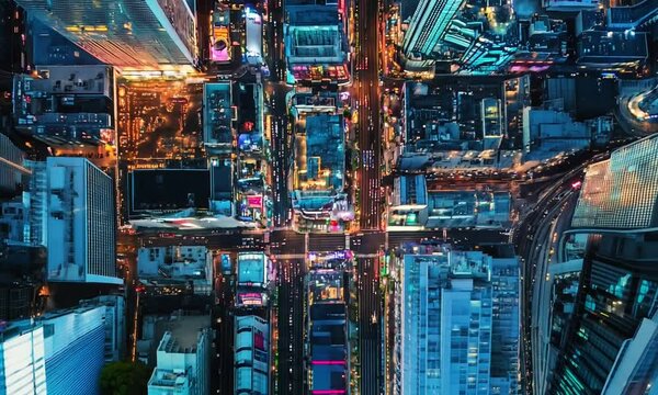 Aerial View of a City at Night