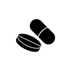 Two capsule pill vector icon. Medicine pills black flat illustration for web and app..eps