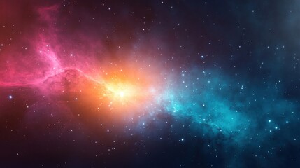 Fototapeta premium Witness a stunning starry night sky filled with a vibrant blue galactic nebula radiating colorful hues