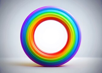 Obraz premium 3D Circle Rainbow Indicator Looping Animation on White Background for Backgrounds, Digital Art, and Motion Graphics in Stunning 4K Resolution