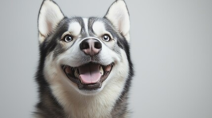 Obraz premium portrait of a happy smiling Alaskan Malamute dog on a white background